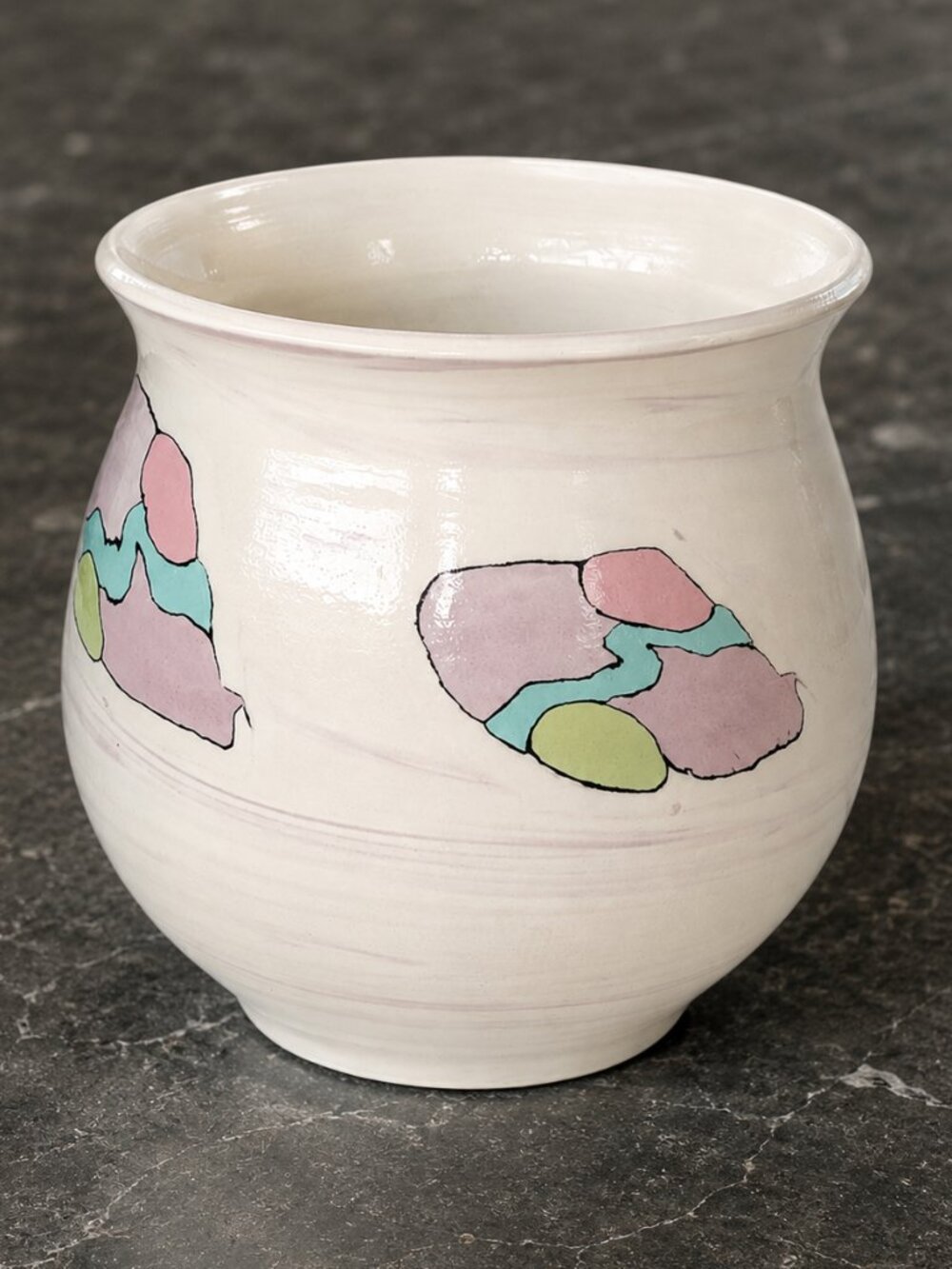 Handmade Studio Art Pottery Vase K. Beswick Signed Pastel Abstract 3.5"